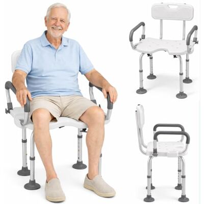 BAKAJI Sedia da Doccia per Anziani, Disabili e Persone con Mobilità Ridotta, Sedile in HDPE e Struttura in Alluminio Resistente, Sgabello da Bagno Altezza Regolabile 70-83cm e Piedi Antiscivolo BAKAJI Sedia da Doccia per Anziani, Disabili e Persone con Mobilità Ridotta, Sedile in HDPE e Struttura in Alluminio Resistente, Sgabello da Bagno Altezza Regolabile 70-83cm e Piedi Antiscivolo