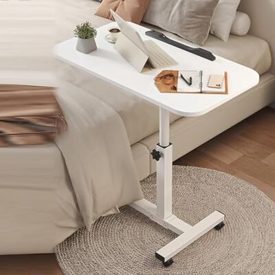 SDdPulse Mobile Rolling Standing Desk regolabile Overbed Table con ruote Vassoio inclinabile per laptop letto divano strisce deflettore singolo colore bianco gambe del tavolo SDdPulse Mobile Rolling Standing Desk regolabile Overbed Table con ruote Vassoio inclinabile per laptop letto divano strisce deflettore singolo colore bianco gambe del tavolo