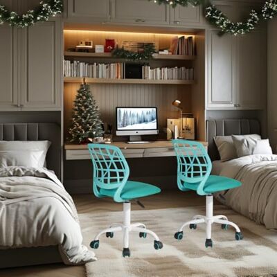 FurnitureR New Carnation scrivania Ufficio ergonomica da Studio Senza braccioli, Sedia Girevole Regolabile in Altezza, Set di 2, Aqua, I, Tessuto Metallo Rete, Turchese-i, E-2PCS Chairs, 2 unità FurnitureR New Carnation scrivania Ufficio ergonomica da Studio Senza braccioli, Sedia Girevole Regolabile in Altezza, Set di 2, Aqua, I, Tessuto Metallo Rete, Turchese-i, E-2PCS Chairs, 2 unità