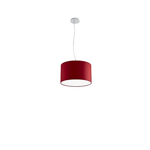 Olux ILLUMINAZIONE Lampadario Soggiorno Moderno in Tessuto, Lampadario a Sospensione Ideale per Salotto e tutte le stanze della Tua Casa, Perfetto per Led, Made in Italy(Mod.Roary-Bordeaux-35 cm)