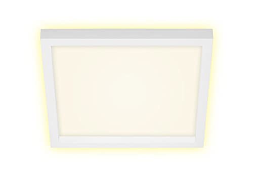 Briloner Leuchten Plafoniera LED, lampada da soffitto con effetto retroilluminazione, 18 watt, 2.400 lumen, 3.000 Kelvin, bianco-nero, 293x293x39mm (LxWxH)