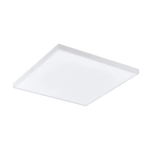 Eglo Led lampada da soffitto Turcona-B, lampada da soffitto, pannello Led in metallo e una superficie luminosa in plastica bianca, Led bianco caldo, L x L 28,7 cm