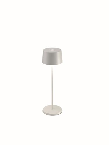 Zafferano , Lampada Olivia Pro, Lampada da Tavolo Ricaricabile e Senza Fili con Controllo Touch, Adatta per Salotto ed Esterni, Dimmer, 2700-3000 K, Altezza 35 cm, Colore Bianco