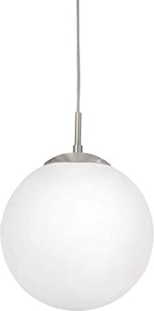 Eglo Lampada a sospensione Rondo, lampada a sospensione, lampada a sospensione in acciaio, nichel opaco, vetro opalino bianco opaco, attacco E27, Ø 25 cm