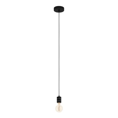 Eglo lampada a sospensione Yorth, lampada sospesa, illuminazione per sala da pranzo e soggiorno in metallo in nichel-nero e nero, E27