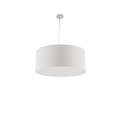 Olux ILLUMINAZIONE Lampadario Soggiorno Moderno in Tessuto, Lampadario a Sospensione Ideale per Salotto e tutte le stanze della Tua Casa, Perfetto per Led,Made in Italy(Mod.Roary-Bianco-70cm)