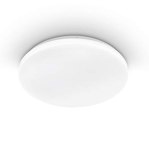 Eglo Plafoniera Led POGLIOLA, diametro 31 cm, lampada soggiorno, in acciaio e plastica, lampada bianca, lampada cameretta, lampada cucina, lampada ufficio, plafoniera ingresso, soffitto