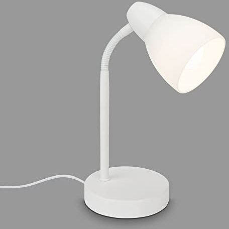 Briloner Leuchten Lampada da tavolo con interruttore sul cavo, abat-jour, lampada da comodino, 1 x E14, max. 25 Watt, colore: Bianco, 185 x 300 mm (DxH)