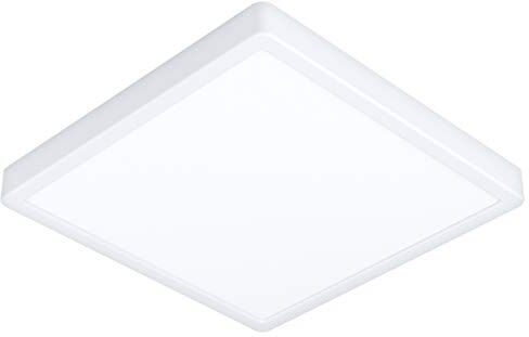 Eglo Led plafoniera Fueva 5, luce da superficie, lampada da soffitto da bagno in metallo bianco e plastica, superficie illuminata in bianco, L x L 28,5 cm, IP44