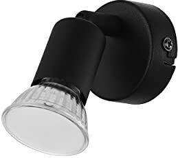 Eglo Led lampada da parete Buzz-Led, lampada da soffitto, lampada da parete interna in metallo, lampada da soggiorno, lampada da sala in nero, spot Led con presa GU10