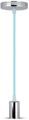 V-TAC – , serie Portalampada cromato vt-7338) lampada a sospensione cromo + Cavo, Ø36 x 60 mm azzurro