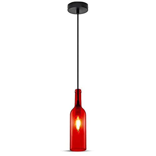 V-TAC Lampadario decorativo 1MT E14 Bottle Shape Ф72mm Vetro Rosso