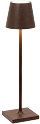 Zafferano , Lampada Poldina Micro, Lampada da Tavolo Ricaricabile e Senza Fili con Controllo Touch, Adatta per Salotto ed Esterni, Dimmer, 2200-3000 K, Altezza 27,5 cm, Colore Corten