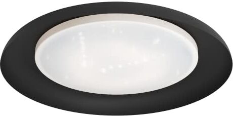 Eglo Led plafoniera Penjamo, lampada da soffitto effetto cristallo, in metallo e plastica, illuminazione da soggiorno in nero e bianco, Led bianco caldo