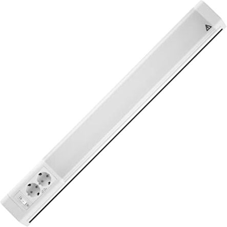 REV Penta Lampada LED da Incasso con Doppia Presa e Interruttore, 15 W, 76 cm, Bianco