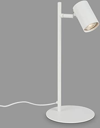 Briloner Leuchten Lampada da tavolo regolabile, orientabile da scrivania, interruttore a cavo, 1 attacco GU10 max. 9 Watt, bianco, 38,5 cm,