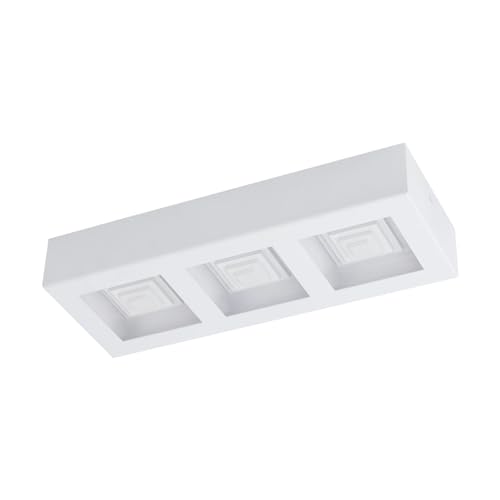 Eglo Lampada da soffitto a LED Ferreros, 3 luci, lampada da soffitto, lampada da soggiorno moderna, lampada da cucina in acciaio e plastica, lampada da corridoio, colore bianco