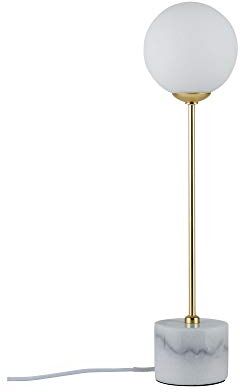 Paulmann Neordic Moa Lampada da Tavolo Max Globe-Warehouse Lampada da Tavolo G9, 230 V, In Vetro E Marmo, Senza Lampadina, 1 x 10 W, Bianco/Oro Opaco