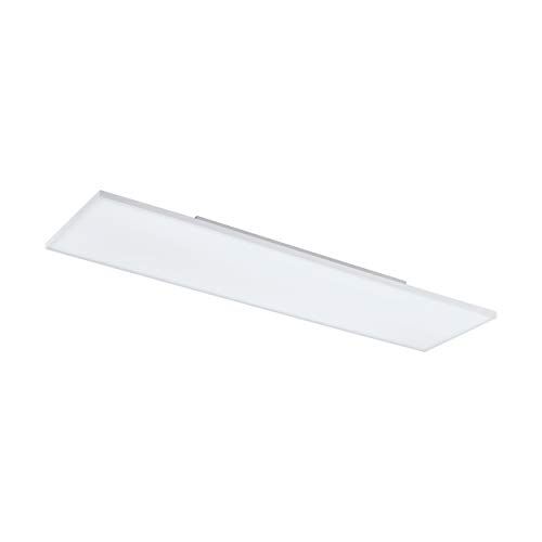 Eglo Lampada da soffitto a LED Turcona, 1 luce, lampada da soffitto, lampada da soggiorno, lampada da cucina in acciaio e plastica, colore bianco, satinato, lunghezza 120 cm, larghezza 30 cm