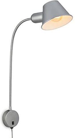 Briloner Lampada da letto flessibile, lampada da letto regolabile, interruttore a levetta, 1x presa E27 max. 10 Watt, cavo incluso, cromo opaco, 55 cm