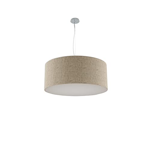 Olux ILLUMINAZIONE Lampadario Soggiorno Moderno in Tessuto, Lampadario a Sospensione Ideale per Salotto e tutte le stanze della Tua Casa, Perfetto per Led,Made in Italy(Mod.Roary-Juta chiaro-70cm)