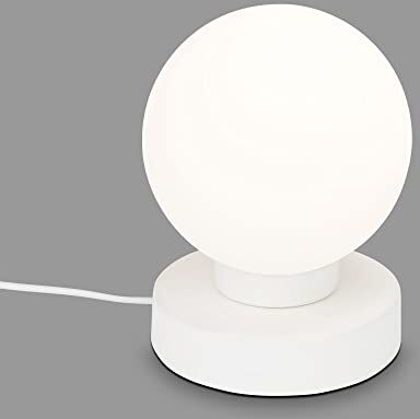 Briloner Lampada da tavolo, lampada da comodino, lampada da tavolo con cavo, sfera luminosa, abat-jour, 1 x E14, max. 25 Watt, bianco, 126 x 157 mm (DxH)