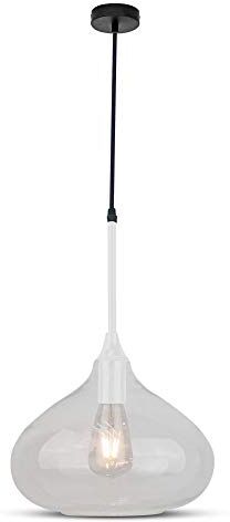 V-TAC Lampadario Sospensione, Vetro Bianco