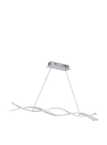 Eglo Lampada a sospensione, Alluminio, integrato, cromato, bianco, 100 x 8 x 120 cm, led