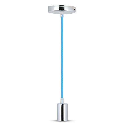 V-TAC – , serie Portalampada cromato vt-7338) lampada a sospensione cromo + Cavo, Ø36 x 60 mm blu