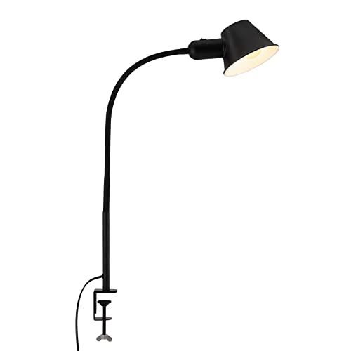 Briloner Lampada a pinza flessibile, lampada da scrivania regolabile, interruttore a levetta, 1x presa E27 max. 10 watt, cavo incluso, nero, 65 cm