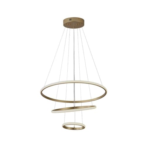 V-TAC VT-7816 Lampadario LED a sospensione 3 cerchi sospesi 32W in metallo dal Design Moderno 60 * 100cm Coloro oro 3000K