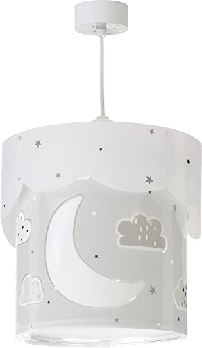 Dalber Moon Lampada da soffitto per bambini, motivo luna e stelle, 60 W, colore: grigio