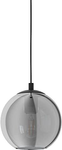 Eglo lampada a sospensione Ariscani, luce a sospensione da sala da pranzo, metallo in nero e vetro fumo in nero-trasparente, illuminazione da tavolo a sospensione, attacco E27, Ø 20 cm