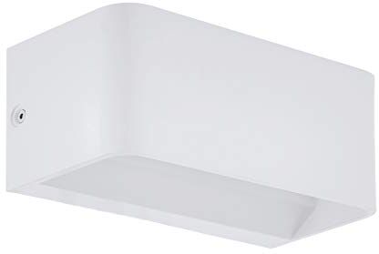 Eglo Sania 4, lampada LED da parete a 1 luce, minimalismo, faretto da parete per interni in alluminio, lampada da soggiorno, lampada da corridoio in bianco, L 20 cm