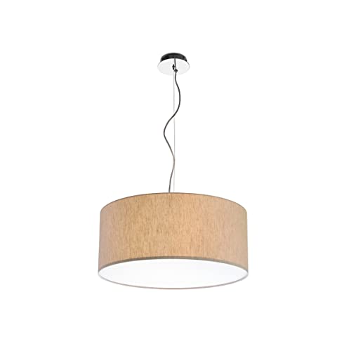 Olux ILLUMINAZIONE Lampadario Soggiorno Moderno in Tessuto, Lampadario a Sospensione Ideale per Salotto e tutte le stanze della Casa, Perfetto per Led,Made in Italy(Mod.Roary-Tortora chiaro-50cm)