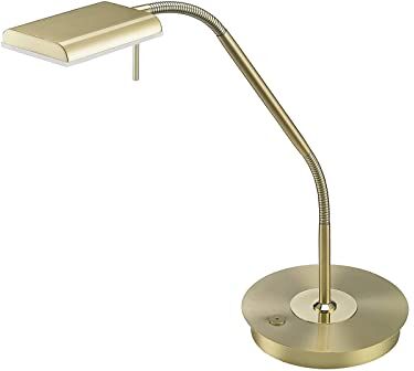 Trio Bergamo Lampada Tavolo, 1 x LED, SMD, 3000 K, 1100 Lm, Touchdimmer, Flessibile Integriert, 12 W, Ottone Opaco, 40 x 20.5 x 50 cm