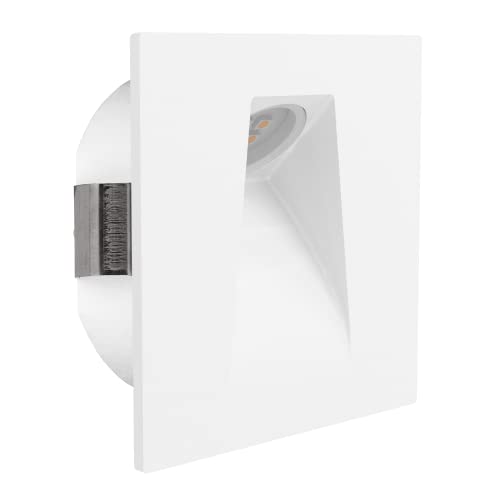 Eglo Led luce da incasso Mecinos, faretto da incasso, illuminazione per scale in metallo bianco, Led lampada da incasso a parete, L x L 8 cm