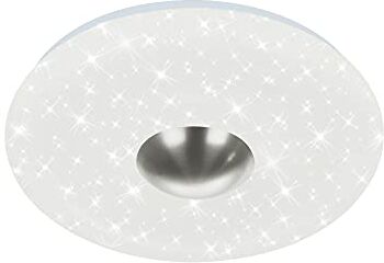 Briloner Leuchten Plafoniera a LED, Lampada da soffitto con decorazione a stella, effetto retroilluminazione, 18 watt, 2.200 lumen, 4.000 Kelvin, nichel bianco opaco, diametro 38 cm