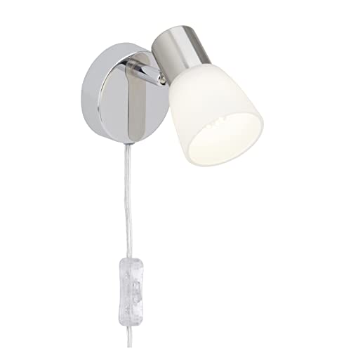 Brilliant lampada Janna Faretto LED a parete e interruttore ferro/cromo/bianco   1x LED-Z45, E14, 4W LED lampada a sospensione inclusa, (450lm, 2700K)   Scala da A ++ a E   Con linea di alime