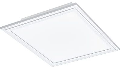 Eglo Plafoniera a Led connect Salobrena-c, Lampada da soffitto a 1 luce in alluminio e plastica color bianco, pannello Led con telecomando, cambio di colore, RGB, dimmerabile, L x L 30 cm