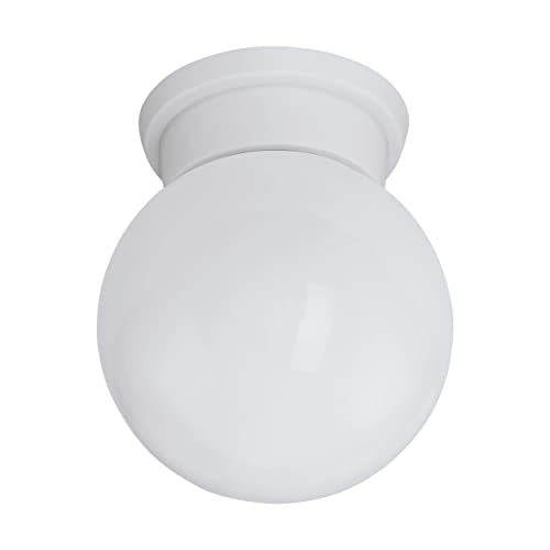 Eglo Durelo Lampadario, lampada da soffitto moderna a 1 luce, lampada da soggiorno in plastica e vetro, lampada da cucina in bianco, lampada da corridoio a soffitto con attacco E27