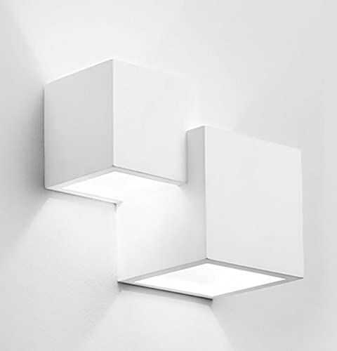 TOT ELECTRIC Applique cubo doppia luce led attacco G9 in gesso lampada da soffitto quadrata moderno bianco verniciabile