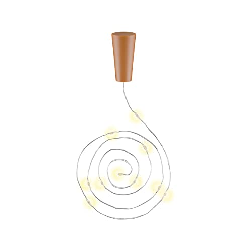 goobay Luce per bottiglia con 10 LED, 1 m, catena luminosa da inserire in bottiglie, luce decorativa con batterie nel tappo e interruttore temporale