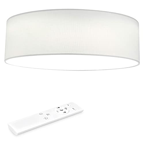 Navaris Plafoniera LED Soffitto 22W Rotonda Ø 40 cm Lampadario Camera da Letto e Soggiorno in Tessuto con Telecomando per Controllo Temperatura Colore Bianco