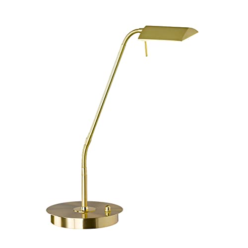 WOFI A, lampada da tavolo in metallo, 8 Watt, integrata, ottone opaco, 20,5 x 20,5 x 50 cm