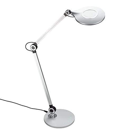 Briloner Lampada da tavolo a LED, lampada da tavolo con funzione touch, dimmerabile, girevole e orientabile, 9 Watt, 930 Lumen, color argento