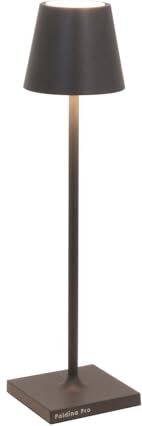 Zafferano , Lampada Poldina Micro, Lampada da Tavolo Ricaricabile e Senza Fili con Controllo Touch, Adatta per Salotto ed Esterni, Dimmer, 2200-3000 K, Altezza 27,5 cm, Colore Grigio Scuro