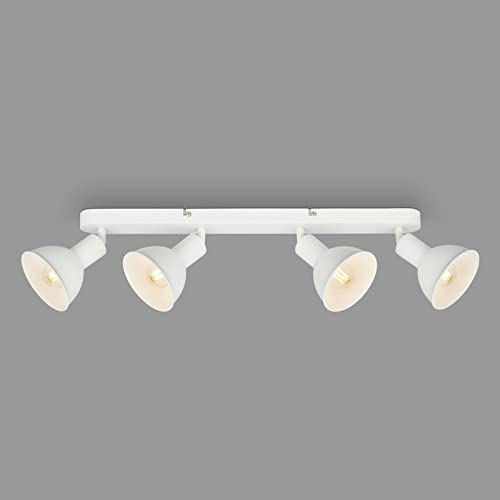 Briloner Leuchten Lampada da soffitto retrò, plafoniera retrò a 4 luci, faretto da soffitto E14, orientabile, bianco, 550 x 140 x 60 mm,