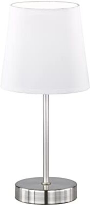 WOFI Lampada da tavolo  Cesena, 1 lampadina, bianco, diametro ca. 14 cm, altezza ca. 32 cm, paralume in tessuto 832401060000, paralume bianco (opaco), confezione da 1