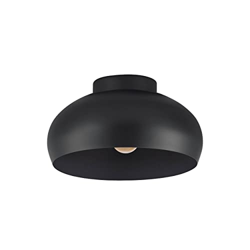 Eglo lampada da soffitto Mogano 2, lampada industriale a luce singola, illuminazione da soggiorno in metallo nero, lampada da ingresso a soffitto, attacco E27